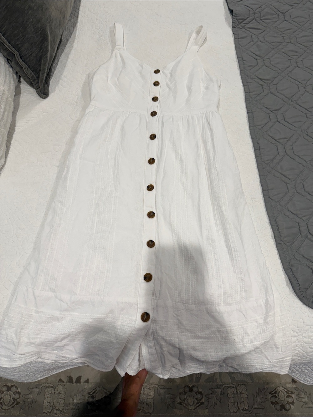 Universal Thread White Button-Front Midi Sundress